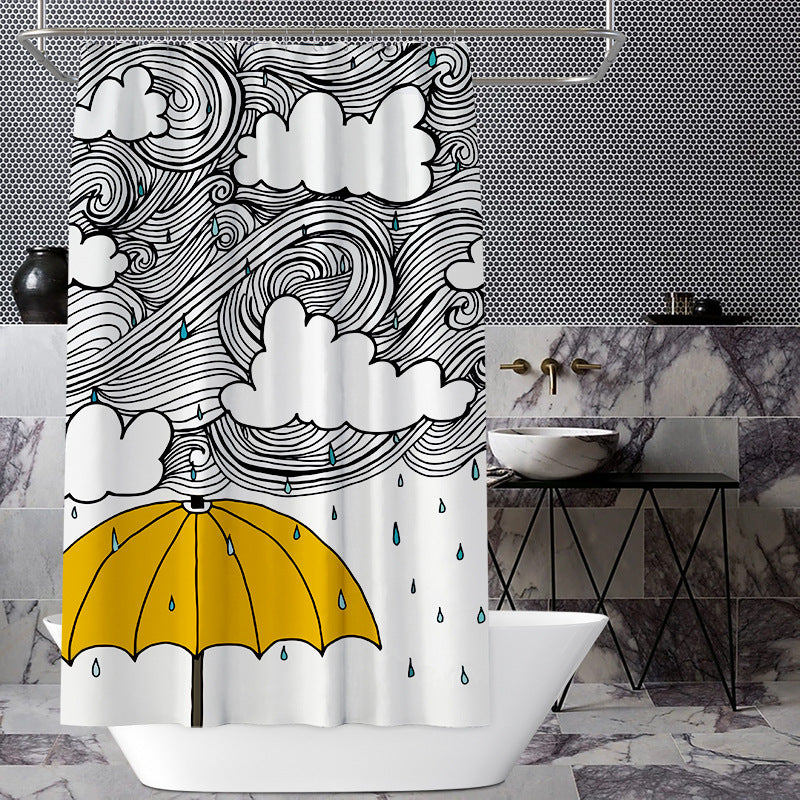 Creative Umbrella Shower Curtain – Waterproof & Mildew Resistant Polyester Fabric 180×180cm Cartoon Modern Style Bathroom Divider
