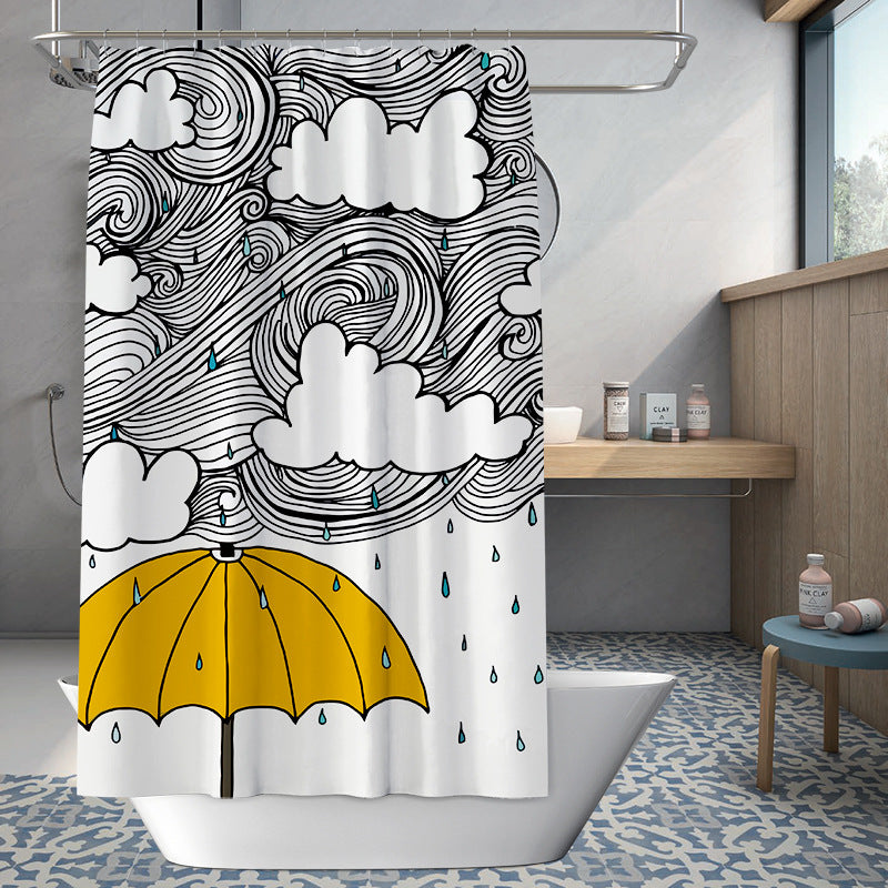 Creative Umbrella Shower Curtain – Waterproof & Mildew Resistant Polyester Fabric 180×180cm Cartoon Modern Style Bathroom Divider