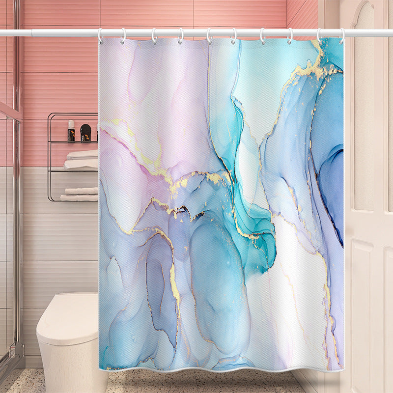 Abstract Art Watercolor Shower Curtain – Nordic Luxury Waterproof & Mildew Resistant Polyester Bathroom Divider (180×180cm / 71×71in)