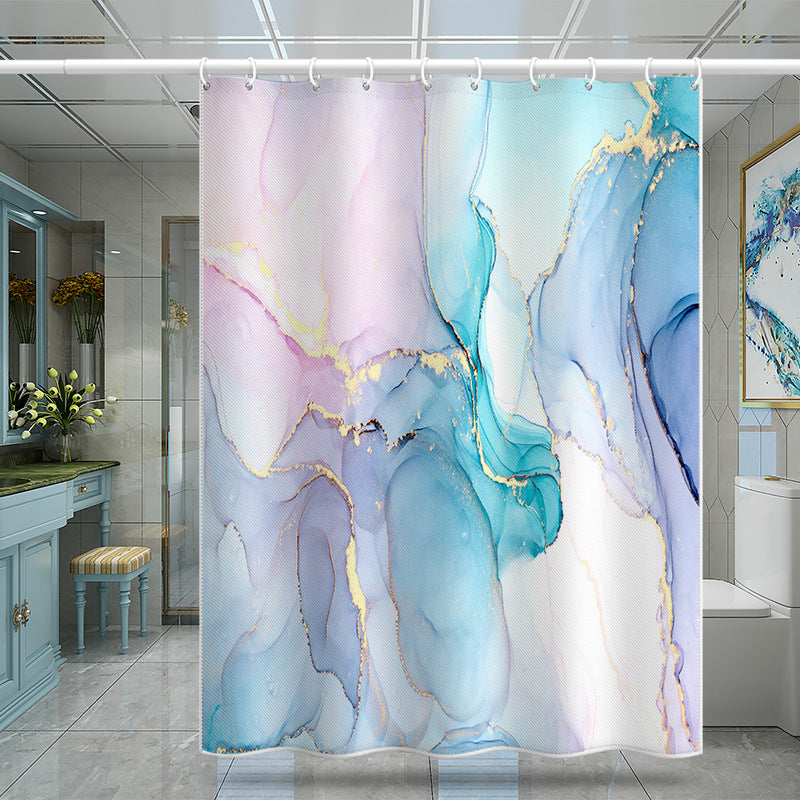 Abstract Art Watercolor Shower Curtain – Nordic Luxury Waterproof & Mildew Resistant Polyester Bathroom Divider (180×180cm / 71×71in)