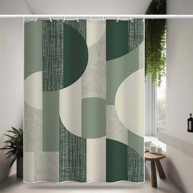 Nordic Geometric Shower Curtain – Waterproof & Mildew Resistant Polyester Fabric Bathroom Divider, 180×180cm Heavy-Duty