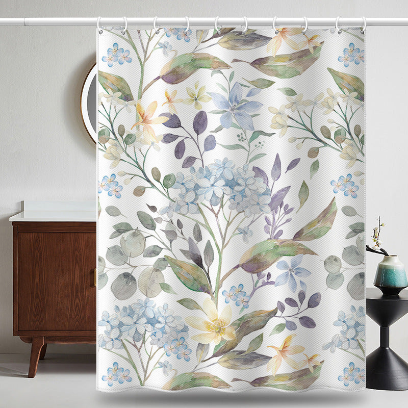 Floral Watercolor Shower Curtain – Waterproof & Mildew Resistant Polyester Bathroom Divider, 180×180cm (71×71in)
