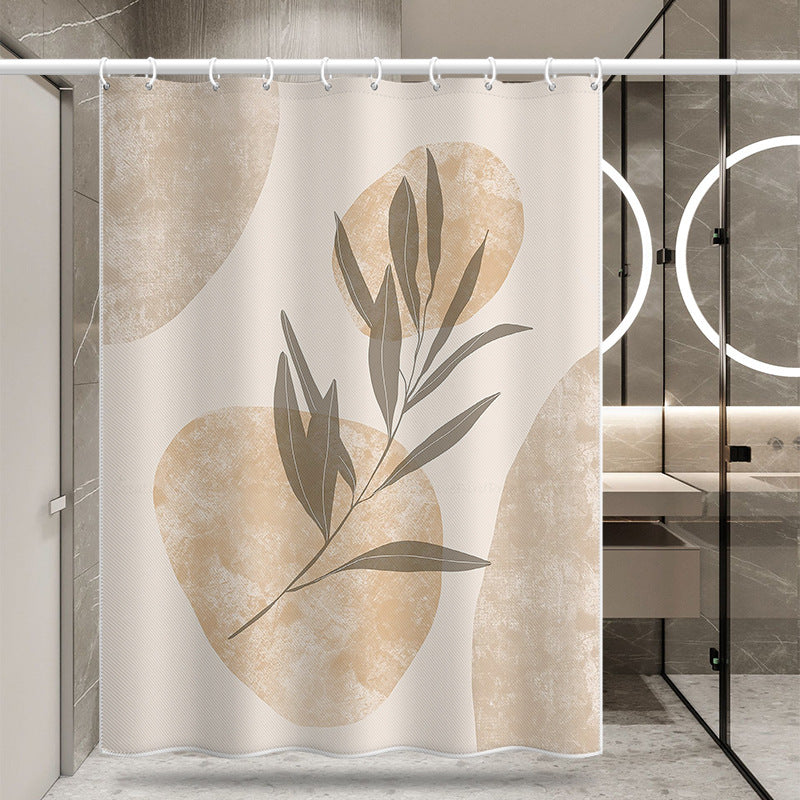 Minimalist Abstract Leaf Shower Curtain – Waterproof & Mildew Resistant Polyester Fabric 180×180cm Nordic Style