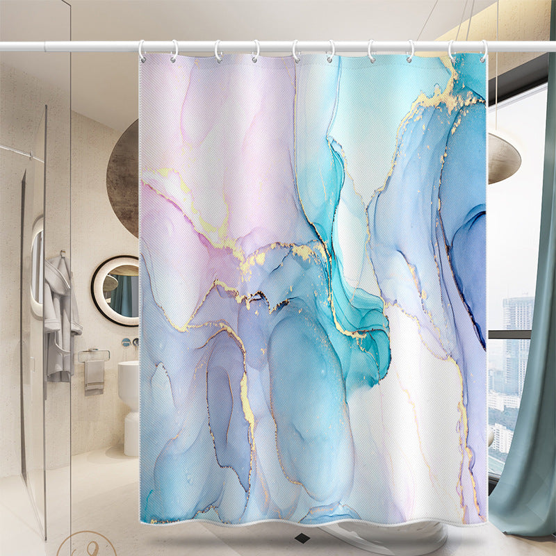 Abstract Art Watercolor Shower Curtain – Nordic Luxury Waterproof & Mildew Resistant Polyester Bathroom Divider (180×180cm / 71×71in)