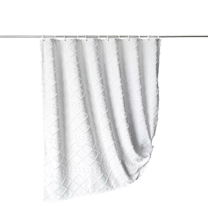 Minimalist White Geometric Shower Curtain – Waterproof & Mildew Resistant Fabric Bathroom Divider, Heavy-Duty Polyester (180×180cm / 71×71in)