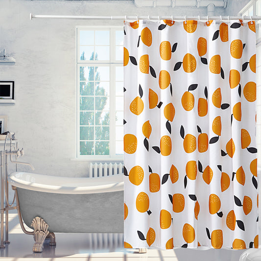 Orange Print Shower Curtain – Waterproof & Mildew Resistant Fabric, Heavy-Duty Polyester Bathroom Divider (180×180cm / 71×71in)
