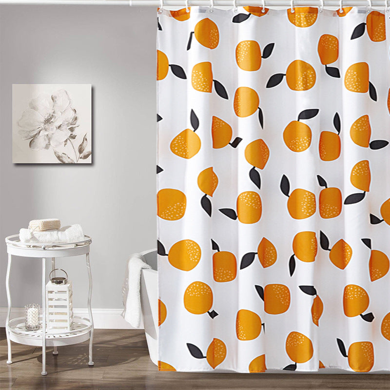 Orange Print Shower Curtain – Waterproof & Mildew Resistant Fabric, Heavy-Duty Polyester Bathroom Divider (180×180cm / 71×71in)