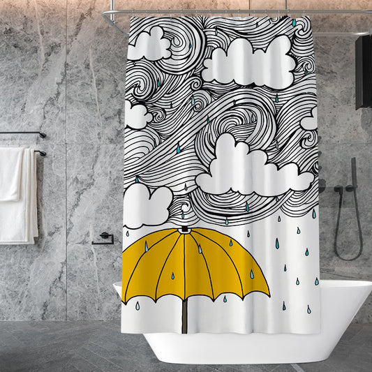 Creative Umbrella Shower Curtain – Waterproof & Mildew Resistant Polyester Fabric 180×180cm Cartoon Modern Style Bathroom Divider