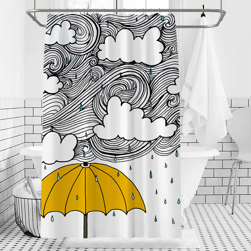 Creative Umbrella Shower Curtain – Waterproof & Mildew Resistant Polyester Fabric 180×180cm Cartoon Modern Style Bathroom Divider