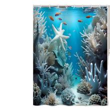 3D Ocean World Shower Curtain – Waterproof & Mildew Resistant Polyester Fabric 180×180cm Marine Style Bathroom Decor