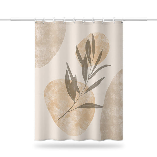 Minimalist Abstract Leaf Shower Curtain – Waterproof & Mildew Resistant Polyester Fabric 180×180cm Nordic Style