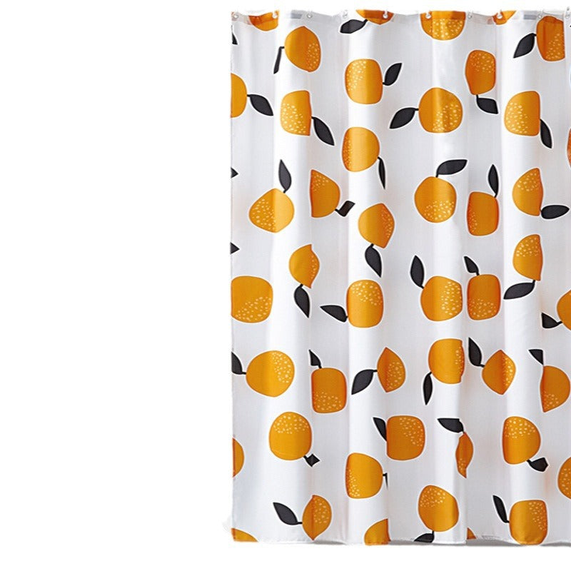 Orange Print Shower Curtain – Waterproof & Mildew Resistant Fabric, Heavy-Duty Polyester Bathroom Divider (180×180cm / 71×71in)