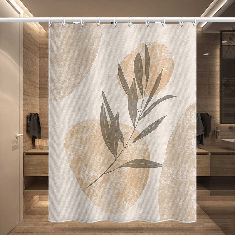 Minimalist Abstract Leaf Shower Curtain – Waterproof & Mildew Resistant Polyester Fabric 180×180cm Nordic Style