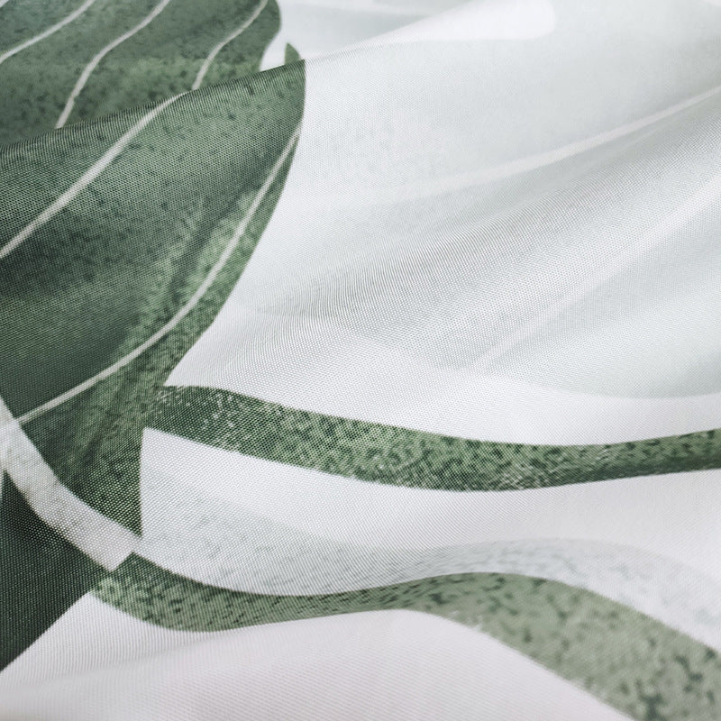 Tropical Leaf Print Shower Curtain – Waterproof & Mildew Resistant Fabric, Fresh Green Botanical Design, Heavy-Duty Polyester (180×180cm / 71×71in)
