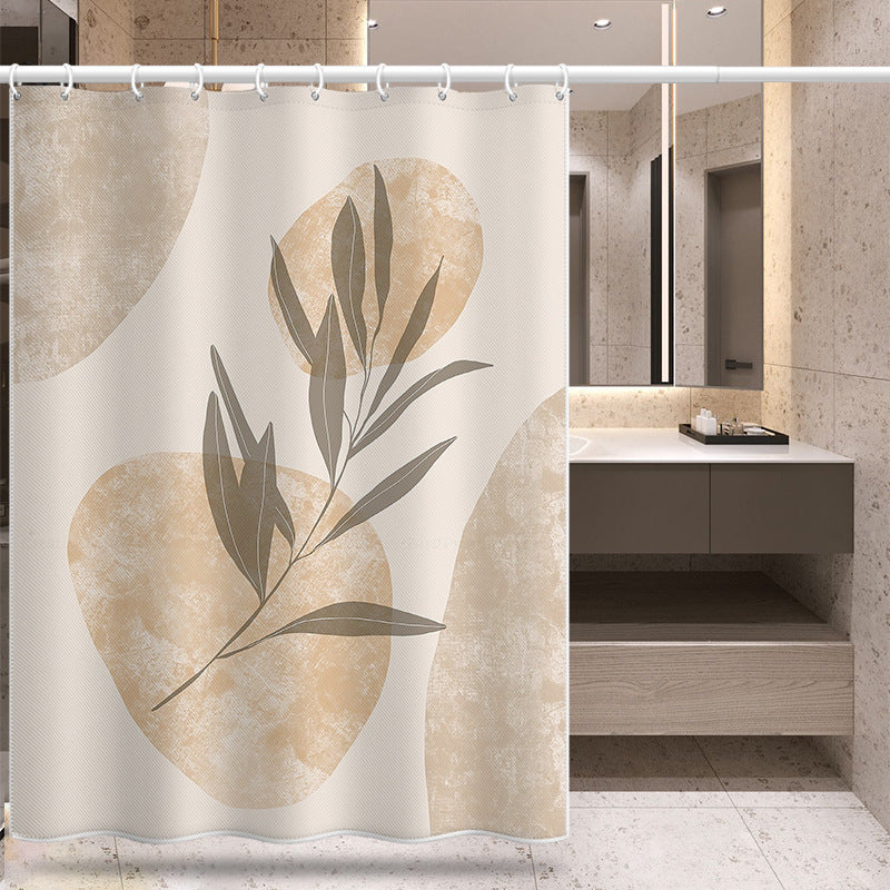 Minimalist Abstract Leaf Shower Curtain – Waterproof & Mildew Resistant Polyester Fabric 180×180cm Nordic Style