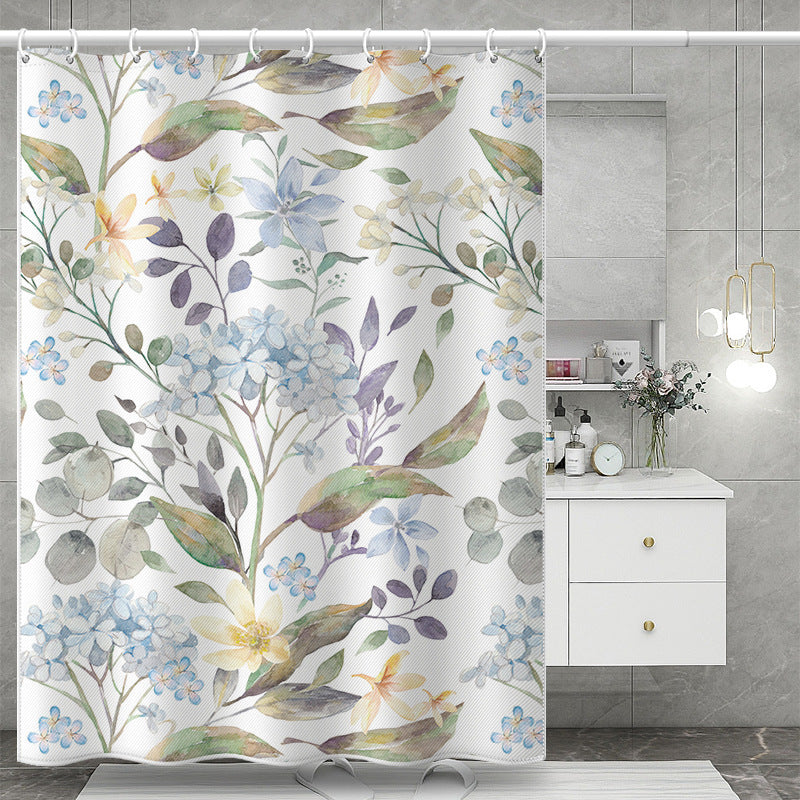 Floral Watercolor Shower Curtain – Waterproof & Mildew Resistant Polyester Bathroom Divider, 180×180cm (71×71in)