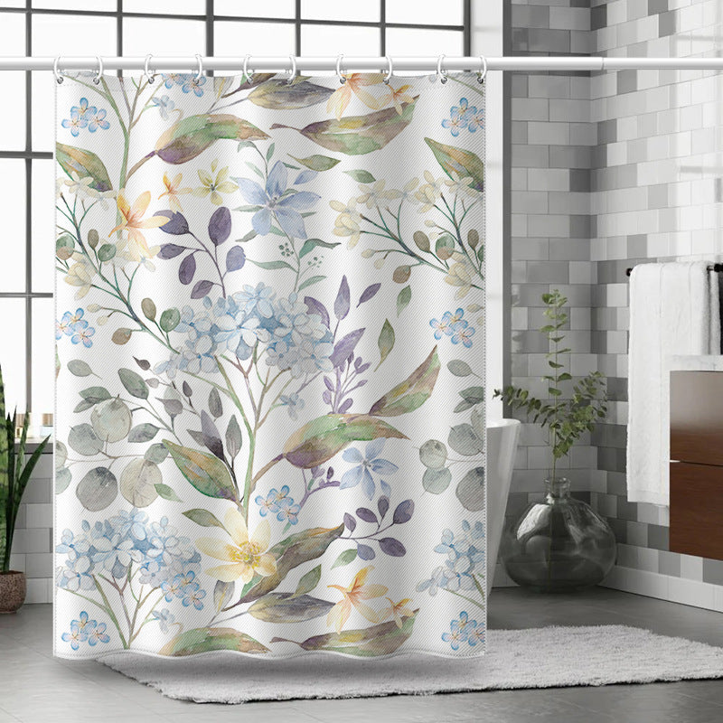 Floral Watercolor Shower Curtain – Waterproof & Mildew Resistant Polyester Bathroom Divider, 180×180cm (71×71in)