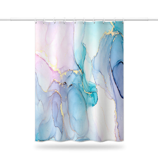 Abstract Art Watercolor Shower Curtain – Nordic Luxury Waterproof & Mildew Resistant Polyester Bathroom Divider (180×180cm / 71×71in)