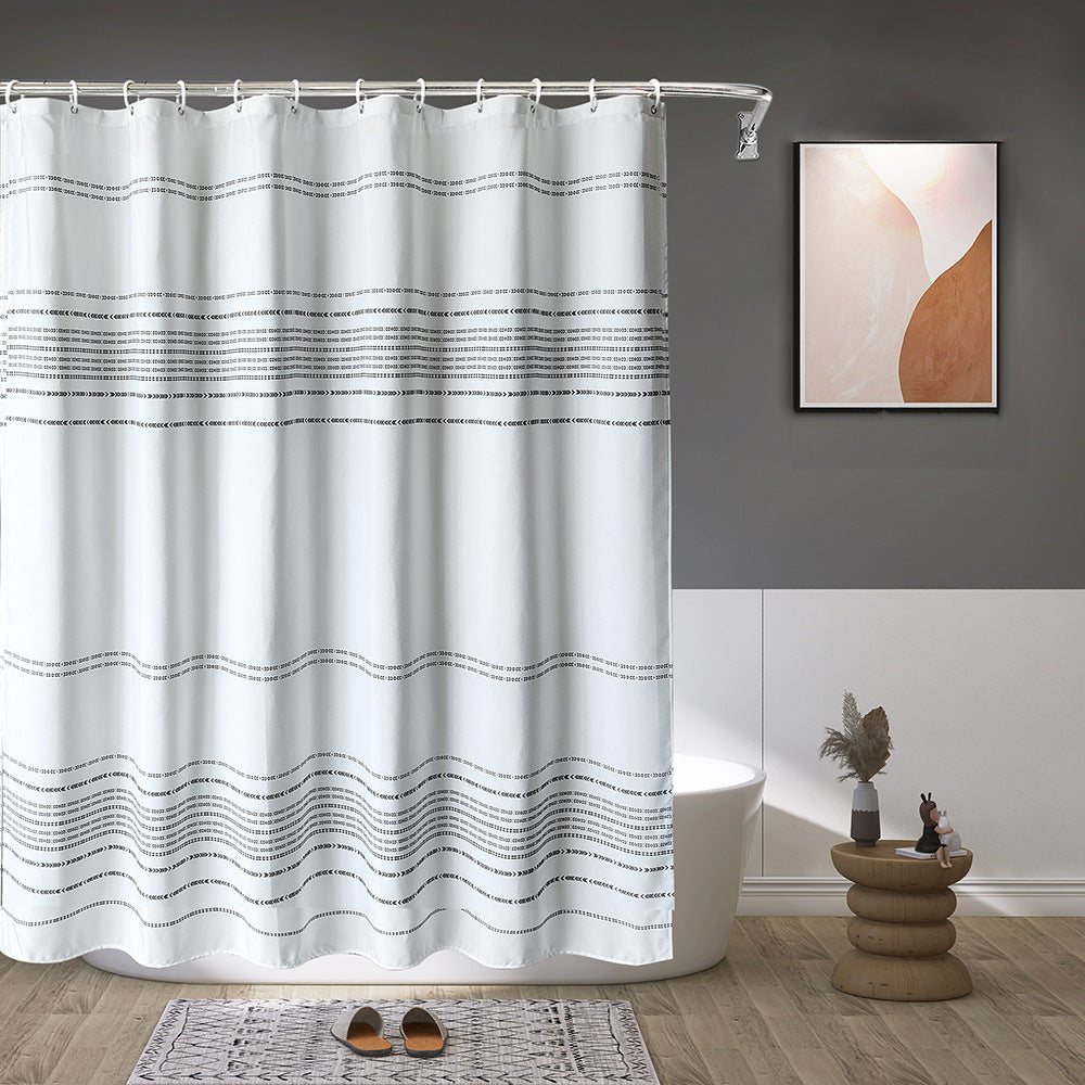 Minimalist Stripe Shower Curtain – Waterproof & Mildew Resistant Fabric, Nordic Style Polyester Bathroom Divider (180×180cm / 71×71in)