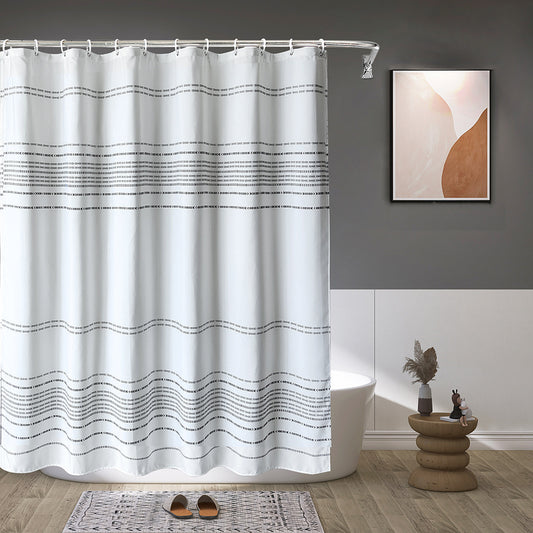 Minimalist Stripe Shower Curtain – Waterproof & Mildew Resistant Fabric, Nordic Style Polyester Bathroom Divider (180×180cm / 71×71in)