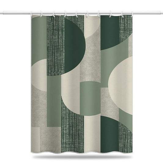 Nordic Geometric Shower Curtain – Waterproof & Mildew Resistant Polyester Fabric Bathroom Divider, 180×180cm Heavy-Duty