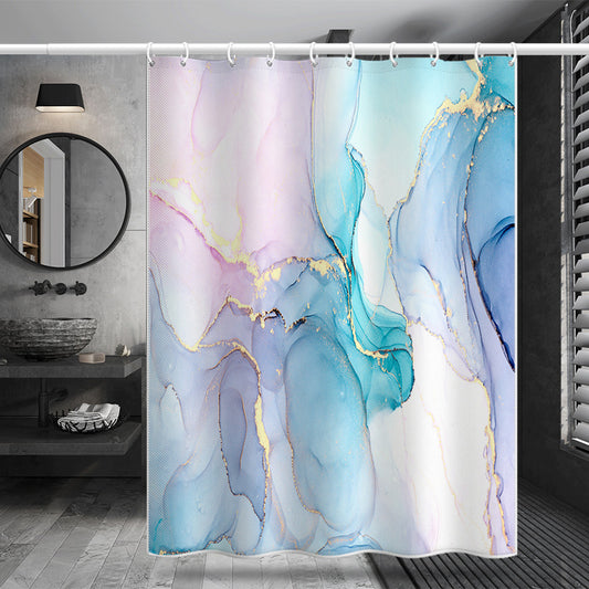Abstract Art Watercolor Shower Curtain – Nordic Luxury Waterproof & Mildew Resistant Polyester Bathroom Divider (180×180cm / 71×71in)