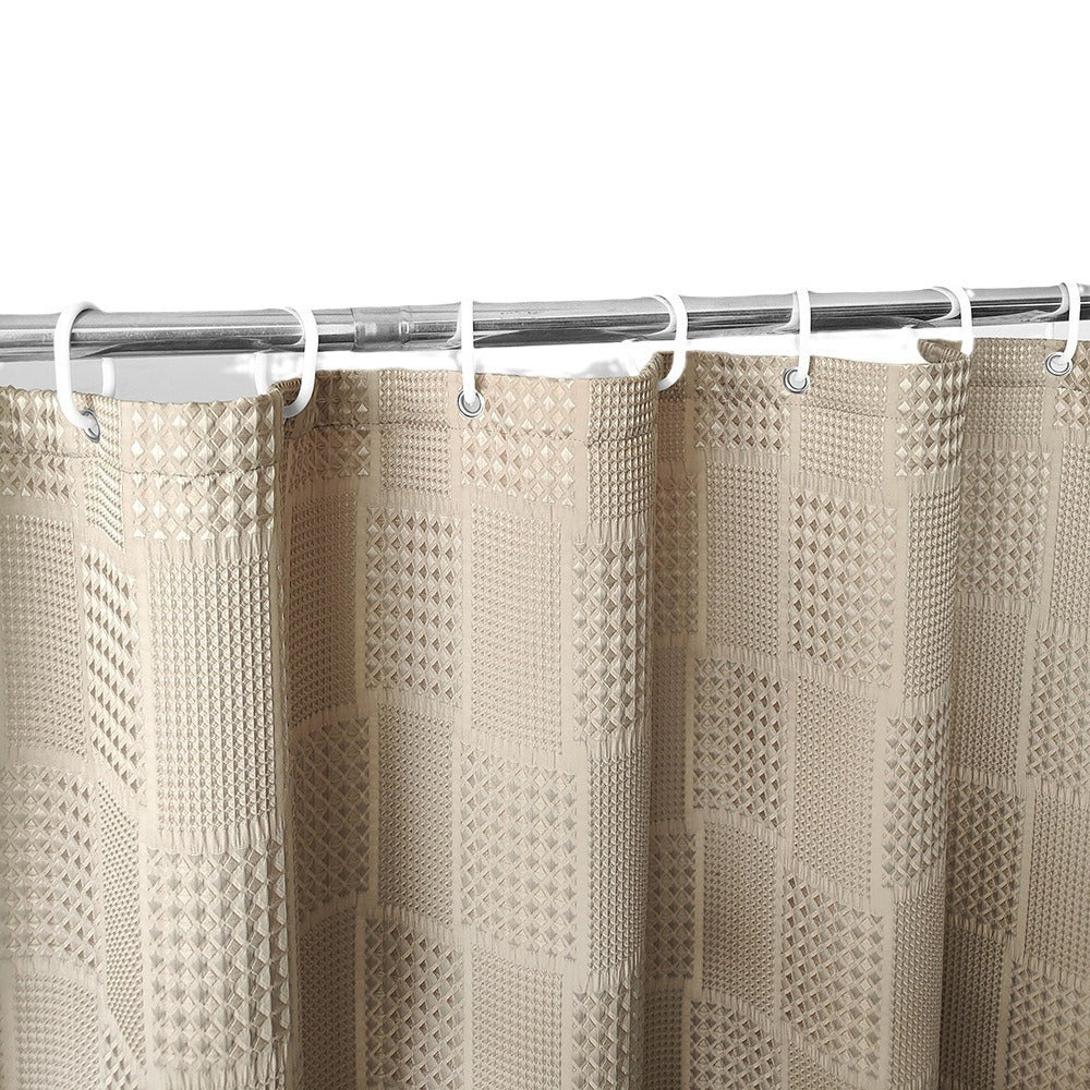Modern Geometric Shower Curtain – Waterproof & Mildew Resistant Fabric, Textured Grid Pattern, Nordic Style Bathroom Divider (180×180cm / 71×71in)