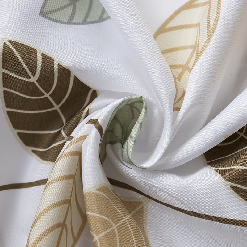 Nordic Leaf Print Shower Curtain – Waterproof & Mildew Resistant Fabric, Heavy-Duty Polyester Bathroom Divider (180×180cm / 71×71in)