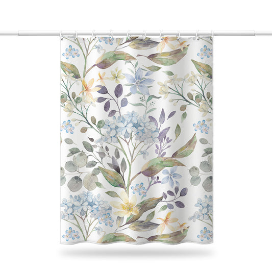 Floral Watercolor Shower Curtain – Waterproof & Mildew Resistant Polyester Bathroom Divider, 180×180cm (71×71in)