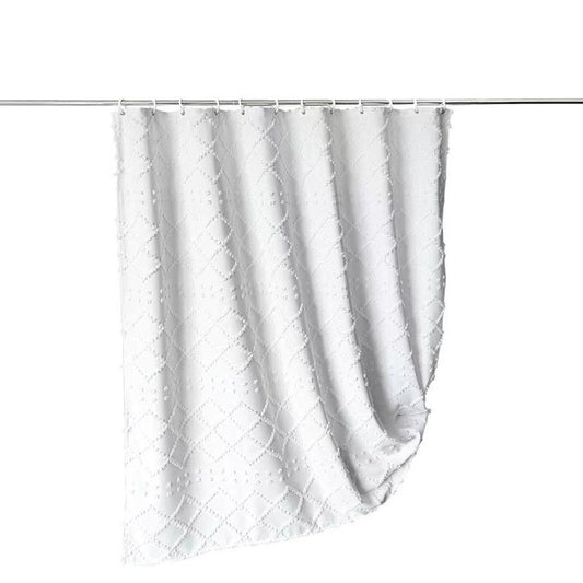 Minimalist White Geometric Shower Curtain – Waterproof & Mildew Resistant Fabric Bathroom Divider, Heavy-Duty Polyester (180×180cm / 71×71in)